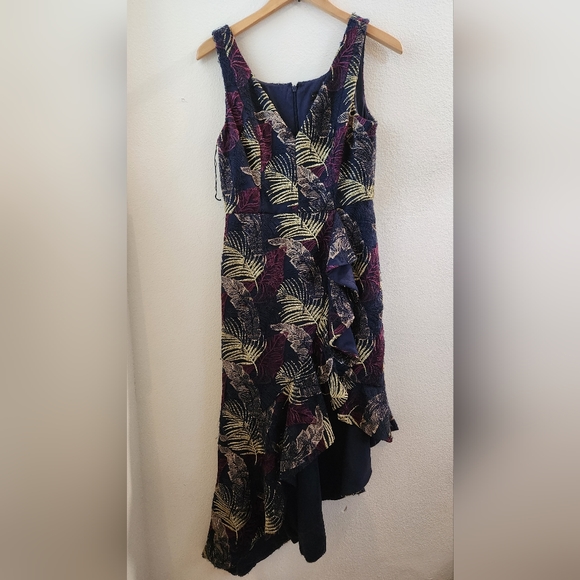 Aidan Mattox Dress Women's Printed V-Neck Sleeveless Asymmetric High-Low Size‎ 6 - Picture 2 of 15